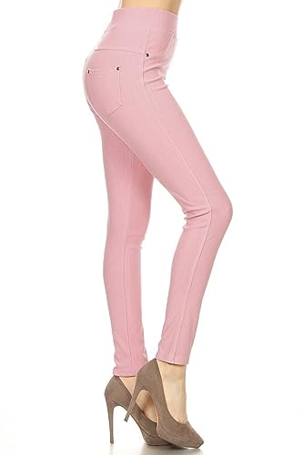 Image of Leggings Depot Women's Cotton Blend Stretch Pull-on Jeggings Casual Pants with Pockets (Available in Plus Size)
