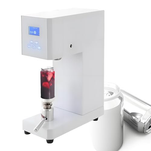 DNEPEI Selladora de Bebidas Comercial, máquina eléctrica para sellar latas, diámetro de 5,4 cm y Altura de 11,4 cm a 17,8 cm, para Limonada, té Helado y refrescos. White-110V