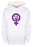 Sudadera Blanca Feminista Logo Oversize con Capucha e Impresion Premium 300 grs (S)