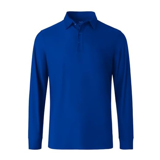 M MOTEEPI Camisa polo masculina de golfe FPS 50+, secagem rápida, com botões, stretch e ajuste clássico, Azul-real longo, 3G