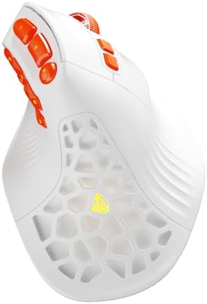 SOLAKAKA E9 PRO Vertical MMO Gaming Mouse - Ergonomic Wireless Mouse with 10 Side Buttons,PAW3395 36000 DPI Sensor,45°Grip,Tri-Mode 2.4G/BT/Wired, RGB,1000mAh Rechargeable Mouse for PC/Mac - White
