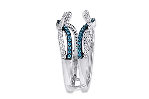 Jewel Zone US Blue White Cubic Zirconia Guard Wrap Ring in 14k Gold Over Sterling Silver4