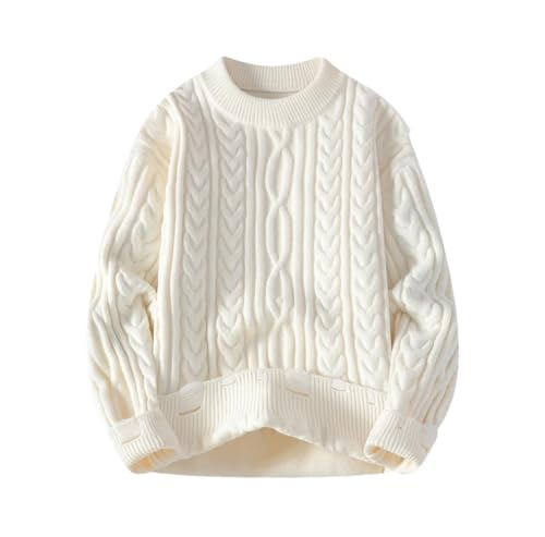 Men's Winter O-Neck Knit Pullover - Solid Color Hole Design Loose Youthful Vitality Casual Knitted Sweater