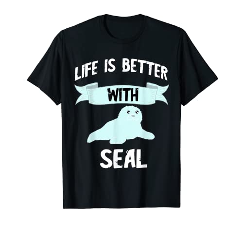 La vida es mejor con sello lindo león marino vida criatura Camiseta