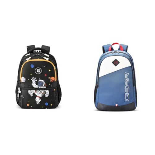 Image of Gear Floating Astronaut Backpack 15 inch /20L Small Water Resistant School Bag /Casual + 14 cms Blue Casual Backpack (MDBKPECO50504)