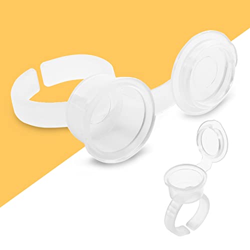 Socobeta 100pcs Tattoo Ink Ring Cups, Pigment Ink Cups Eyelash Extend Pigment Ink Holder Container Cup with Lid Tattoo Kit - Image 4