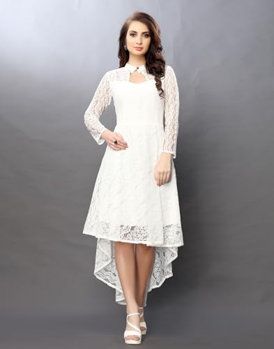 Image of Women's Russel Net Fit & Flare Dress, Trend with High Low Stylish Western Look