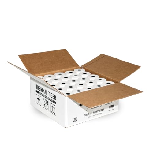Image of Thermal Tiger 2 1 /4 X 200 Thermal Paper Rolls (50 Rolls /Box) - BPA-Free Rolls for POS Systems, Cash Registers & Credit Card Machines