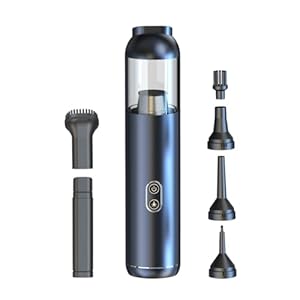 Car Vacuum Portable Cordless, 6-in-1 Small Handheld Car Vacuum Cleaner 14000pa High Power Suction, with Brushless Motor& LED Light & Warning Lights, Blow & Suction Mini Vacuum for car,Office