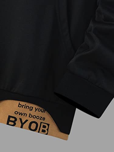 WDIRARA Men's Letter Graphic Print Colorblock Drawstring Long Sleeve Hoodie Casual Pocket Pullovers4