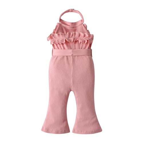 Derouetkia Infant Baby Girl Romper Summer Sleeveless Halter One Piece Jumpsuit Cute Bell Bottom Pants Outfits Clothes2