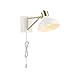 Globe Electric Berkeley 1-Light Plug-In or Hardwire Swing Arm Wall Sconce, White, Brass Accents, White Cloth Cord 51344
