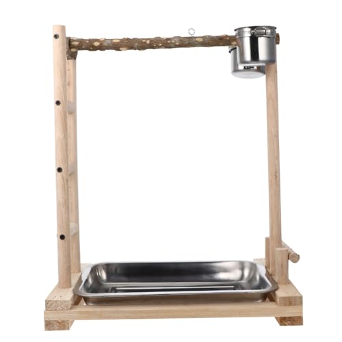 BESPORTBLE Stainless Steel Bird Food Box for Parrot Playground Wooden Ladder Climbing Toy Parrot Accessories