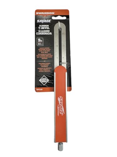 Swanson Tool Co SVV150 9 inch Savage T-bevel with Stainless Steel Rule, Inches/Metric Marks, Comfort Grip Handle, Secure Metal Knob thumbnail 2