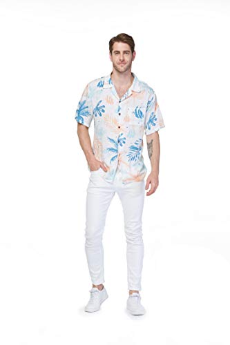 Matchable Couple Hawaiian Luau Shirt or Kimono in Sandy Beach White4