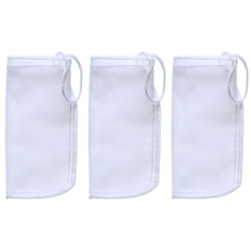 DAOGUAUNG 3 Pack 180 Micron Aquarium Filter Bags,Reusable Extra Fine Mesh Media Filter Bags with Drawstring,Applicable to Aquarium Filter impurities,Very Fine Resins Filter (7.5x3.6in)