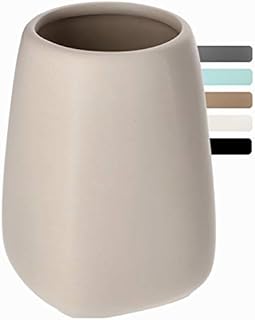 KADAX Ceramic Toothbrush Cup, Bathroom Mat Mug, Bathroom Cup, Toothbrush Holder for Bathroom, Toothbrush, Toothpaste, Storage, Bathroom Water Cup (Beige)