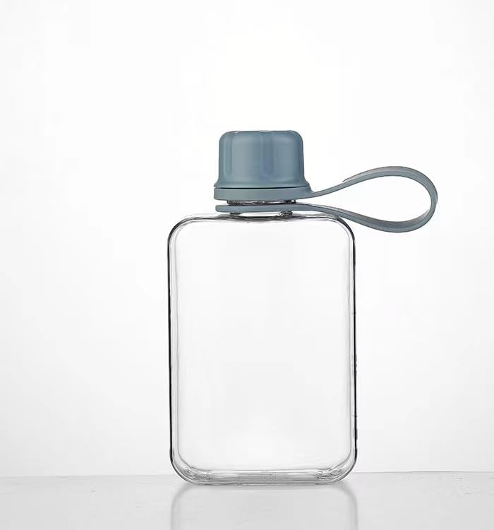 A Water Bottle,24 Oz Flat Water Bottle Travel Flask Portable Square Water Bottle Leakproof Slim Water Bottles For Purse Travel Sports,Square Water Cup Black