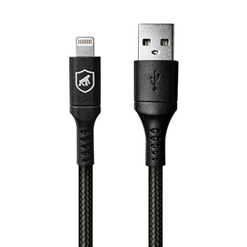 Gshield Cabo Lightning para USB-A 1,5M Compatível com iPhone e iPad, Carregamento Rápido 3A, Revestido em Nylon Balístico, Survivor Preto