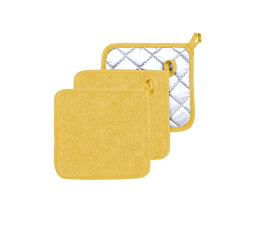 Veikery Oven Pot Holders 100% Cotton,7X7 Inches,3 Packs,Perfect For Cooking, Baking, Serving, Bbq Or Dinner Party (Yellow, 3) #TOP15