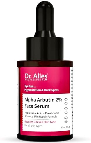Dr. Alies - Professional 2% Alpha Arbutin Serum for Pigmentation & Dark Spots Removal | Anti-Pigmentation Face Serum with Hyaluronic Acid to Remove Blemishes, Acne Marks & Tanning For Unisex | 30 ml