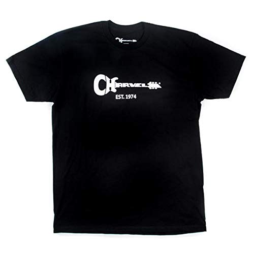 Charvel Guitars® - Camiseta de manga corta para hombre (talla XXL, 100% algodón), color negro y blanco