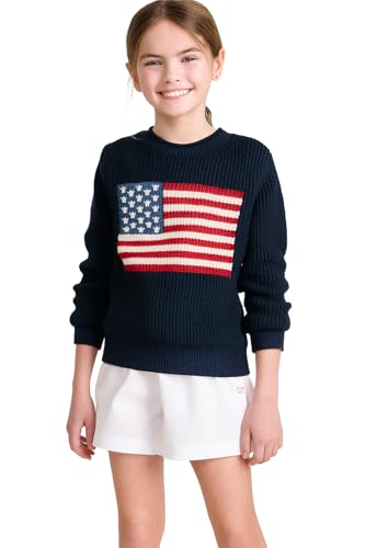 vineyard vines Girls' Roll Neck Americana Crew Sweater