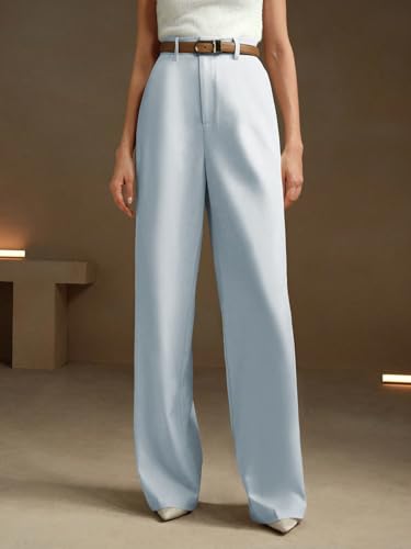 Image of KERI PERRY Trousers for Woman Pants Women's Formal Office Korean | Black Beige Track Pant | Straight | Cotton Spandex Stretchable Trouser | High-Waisted Bottom Wear