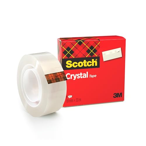 Scotch Crystal Clear Tape - 1 Roll, 19 mm x 33 m - Provides a Strong and Permanent Bond