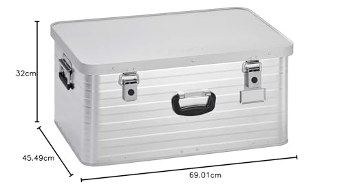 Enders Alubox 80 L mit Schloss Set - Aluminium Box 1 mm Wandstärke, spritzwasserdicht, stapelbar - Alukiste, Metallkiste, Metallbox mit Deckel - verwendbar als Transportbox, Werkzeugkiste, Lagerbox
