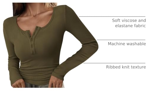 Image of PRETTYGARDEN Women's Fall Long Sleeve Henley T Shirts