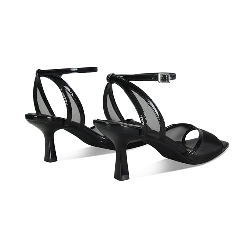 Image of SOVANYOU Mesh Kitten Heels for Women Strappy Sandals with Ankle Strap Comfort Summer Open Toe Heels for Dress