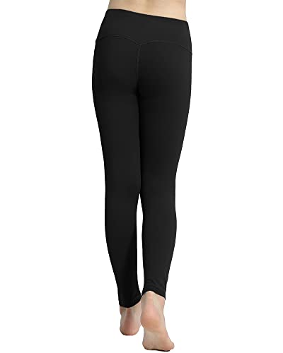 Aurgelmir Girls' Athletic Running Leggings Crossover Waist Workout Active Dance Tights Active Dance Yoga Pants Black #TOP3