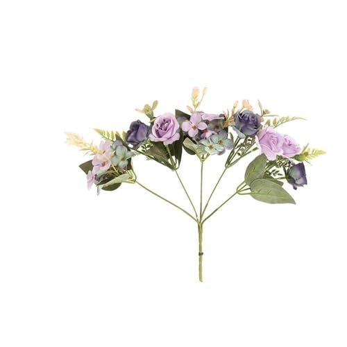 HUIJIQX Fiori artificiali in seta, ortensia, peonia, artigianato, ghirlanda, matrimonio, casa, Natale, accessori per la decorazione della sposa, con fiori e album di ritagli (viola chiaro)