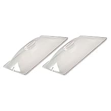 Cadco CL-2 Clear Polycarbonate Half-Size Steam Pan Domed Lids with Utensil Slot for Buffet Steam Table Chafer Pack of 2