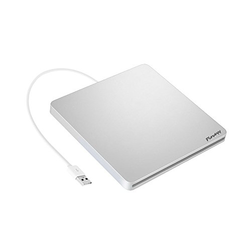 Ploveyy USB External DVD-Reader with CD-RW Burner Drive For All System Windows 2000/XP/Vista/Win 7/Win 8/Win 10 Notebook PC Desktop Computer for Apple Mac Macbook Pro/Air iMac (Silver)