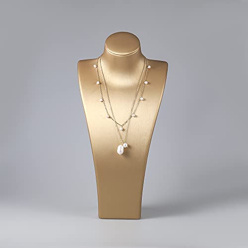 Cowlyn Dainty Layered Pearl Necklaces For Women Baroque Cultured Pearl Pendant 14K Gold Plated Chain Handmade Cultured Pearls Tassel Choker Fashion Jewelry #TOP6
