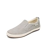 Taos Footwear Women's Dandy Grey Wash Canvas Slip On 8 M US