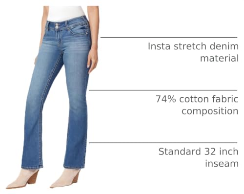 Image of WallFlower Bling Back Pocket Bootcut Jeans for Women, Luscious Curvy Fit, Embellished Mid-Rise Insta Stretch Denim
