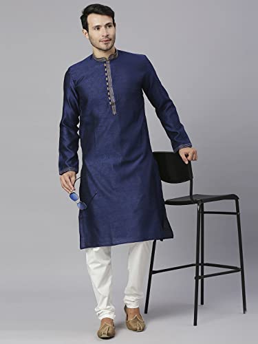 Image of Rajubhai Hargovindas Men's Jacquard Work Kurta Set
