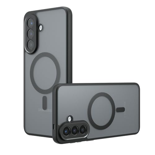 MTRIEBA Compatible with Samsung Galaxy A57 Phone Case [with 1* Screen Protector][Fingerprint-Resistant, dustproof Hole] Magnetic Ring Matte Black
