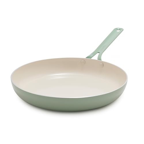 Image of GreenPan Nova 12” Nonstick Frying Pan Skillet, PFAS-Free Ceramic Cookware, Durable Fast Heating, Induction Ready, Omelet & Eggs, Oven Safe to 600F, Dishwasher Safe, Pistachio Green