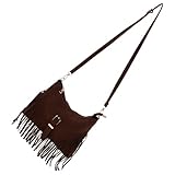 WRITWAA Boho Wildleder Umhängetasche für Damen mit Handgewebten Fransen und Geräumigem Innenfach Vielseitig Tragbar für Reisen und Freizeit im Vintage Ethno Stil