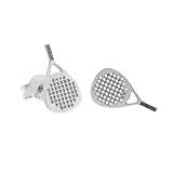 CODEONE Pendientes Pala de Pádel | Acero Inoxidable en Color Plateado | Diseño Artesanal Deportivo | Raqueta Deportiva | Estuche de Regalo