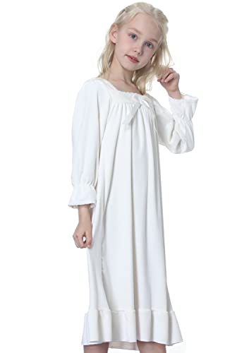 Image of Girls Princess Nightgown,Winter Long Sleeve Flannel Nightdress Pajamas Dress Kids 3-12 Years