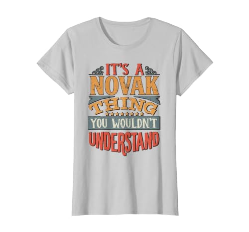 Novak Name T-Shirt, Women, Silver Grey, X-Small