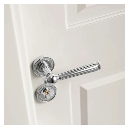 Cerradura de puerta de madera interior con manija dividida cromada y roseta plateada 5