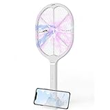 BXSKRES(なか) 蚊取りラケット 電撃殺虫ラケット 電撃蚊取り器 UV光源誘導式 3層安全ネット電撃殺虫器 ラケット型 捕虫 駆除対策 USB充電式 超軽量 強力電圧ショック 虫除け/害虫駆除/蚊取り/殺虫/虫よけ/ハエ退治 薬剤不使用 やペットにも安心 捕虫器蚊取り器 適応 室内 屋外 寝室 玄関 台所 (白い)