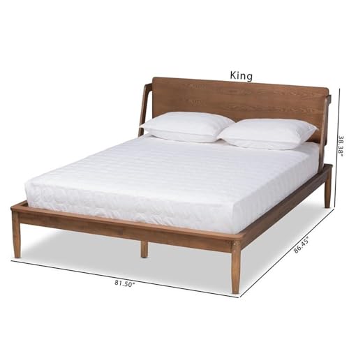 Baxton Studio Sadler Mid-Century Modern Ash Walnut Brown Finished Wood Full Size Platform Bed