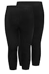 Yours for Good Curve 2-Pack Plus Size Cotton Soft Stretch Cropped High Waisted Leggings - Women's Yoga Workout Gym Black 22